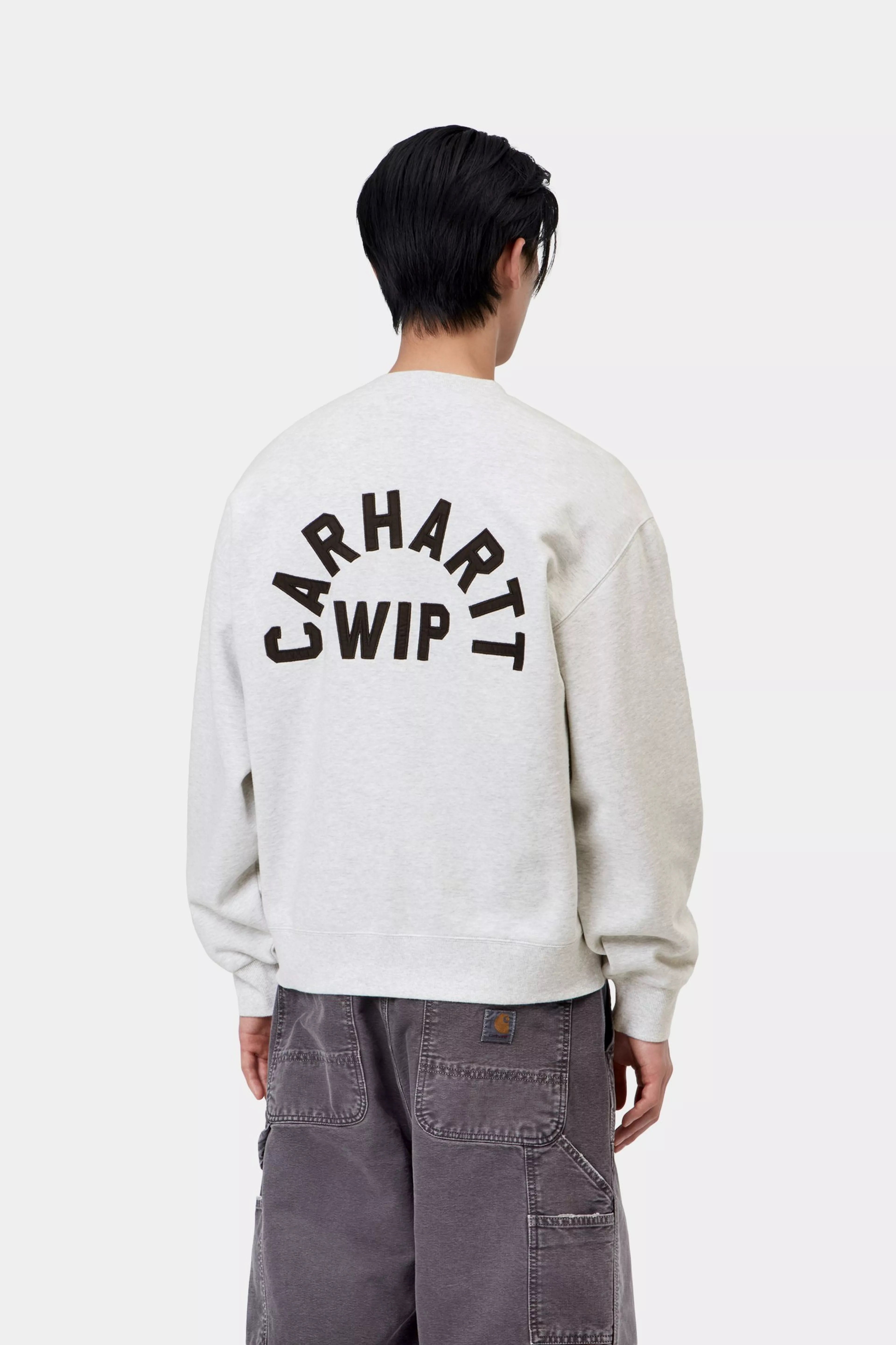 CARHARTT WIP  ARCH SCRIPT ASH HEATHER/DARK NAVY STONE WASHED