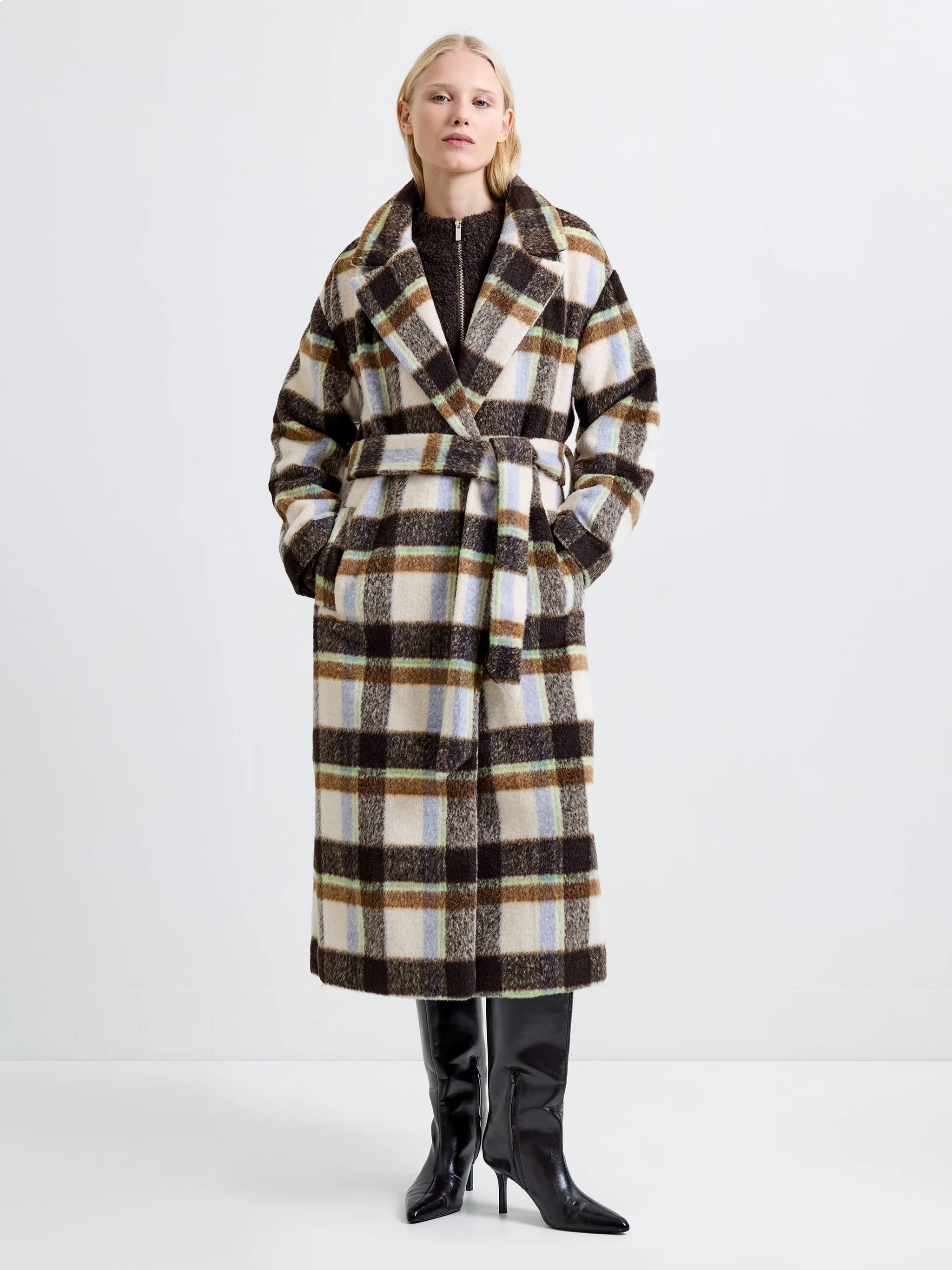 FRENCH CONNECTION  REMI BELTED BROWN MULTI