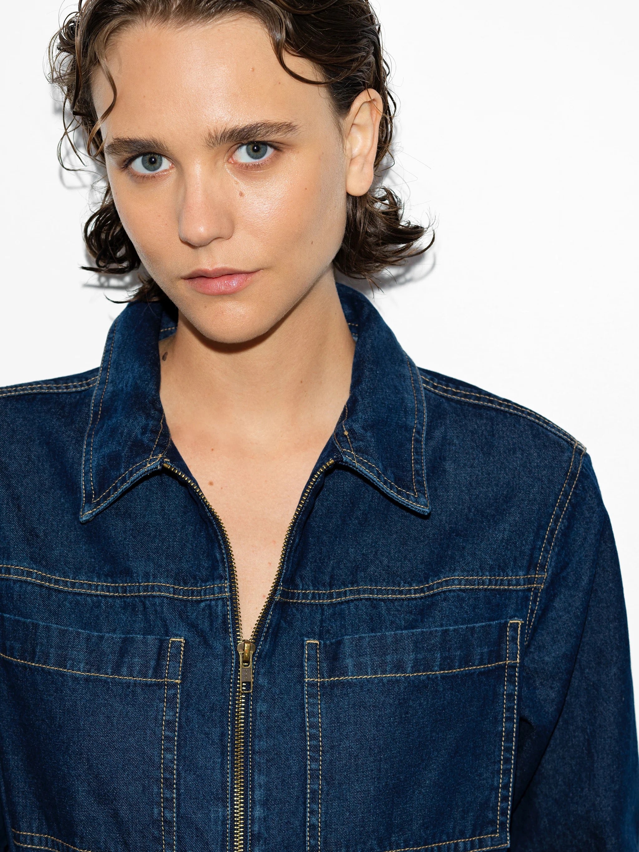 FRENCH CONNECTION  ARCHIE DENIM DARK INDIGO JUMPSUIT