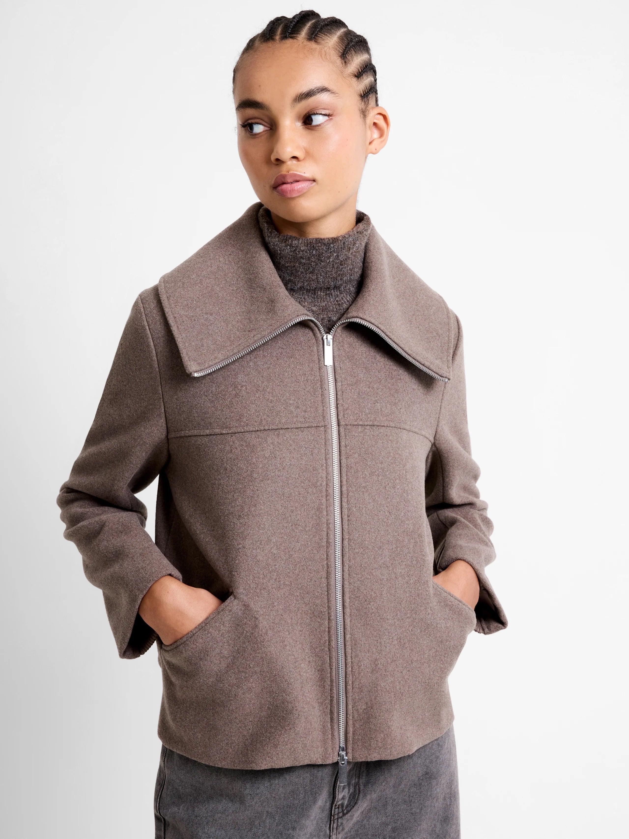 FRENCH CONNECTION  DEVITA WOOL TAUPE BROWN
