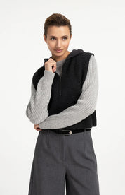 YAYA TANK WITH JERSEY HOOD HOLE BLACK