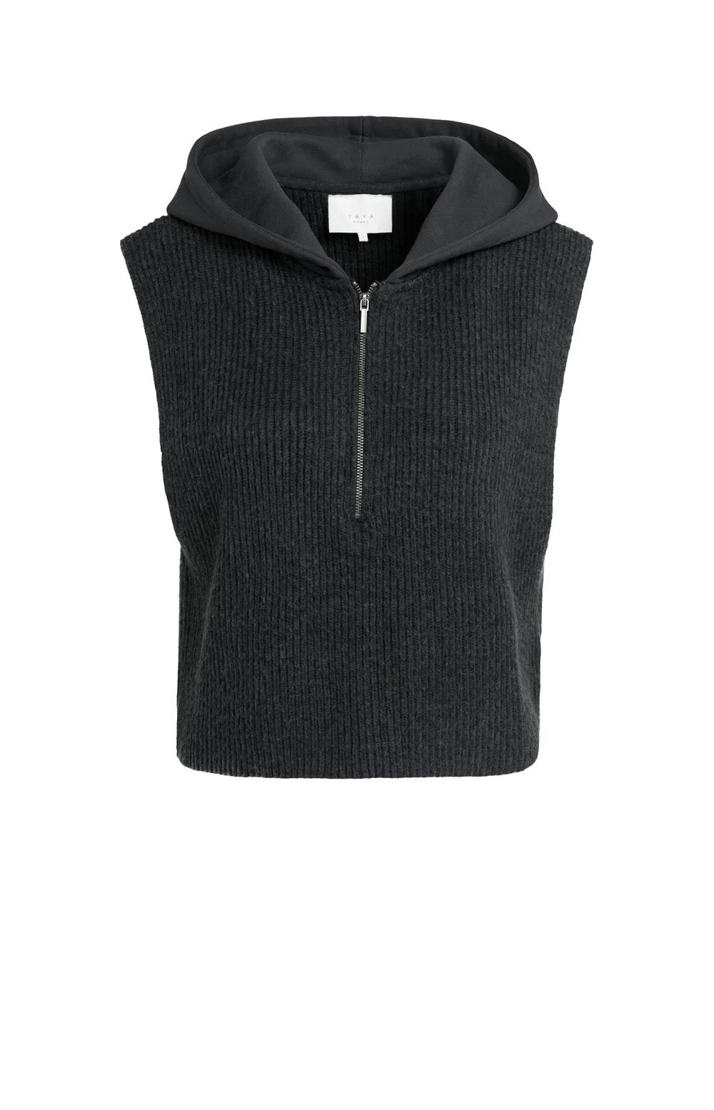 YAYA TANK WITH JERSEY HOOD HOLE BLACK