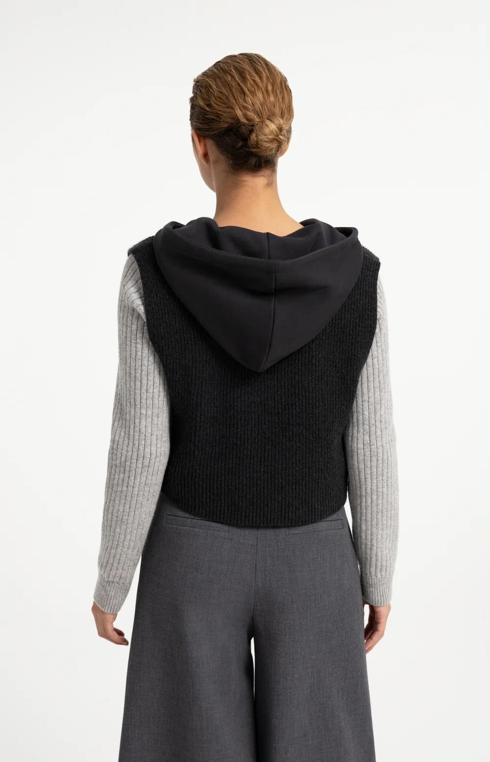 YAYA TANK WITH JERSEY HOOD HOLE BLACK