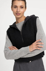 YAYA TANK WITH JERSEY HOOD HOLE BLACK