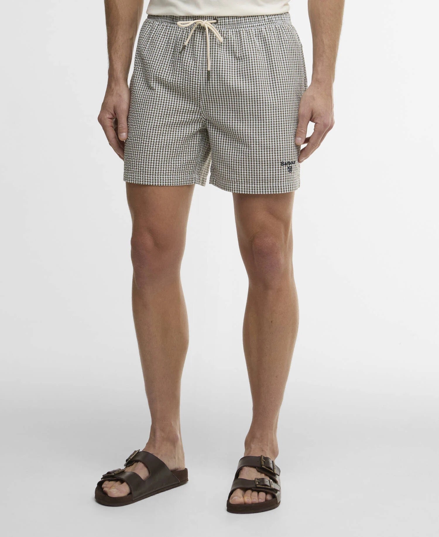 BARBOUR GINGHAM SEER OLIVE SHORTS