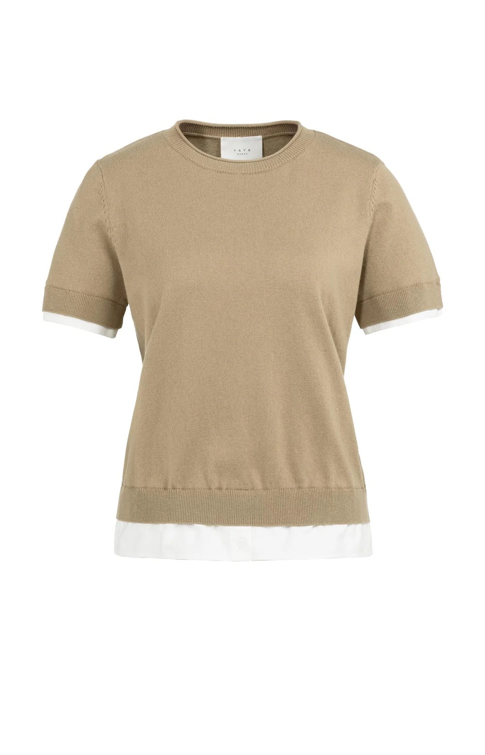 YAYA KNITTED TEE KHAKI GREEN