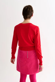 LOUCHE IVES BOW TRIM CARDIGAN Red