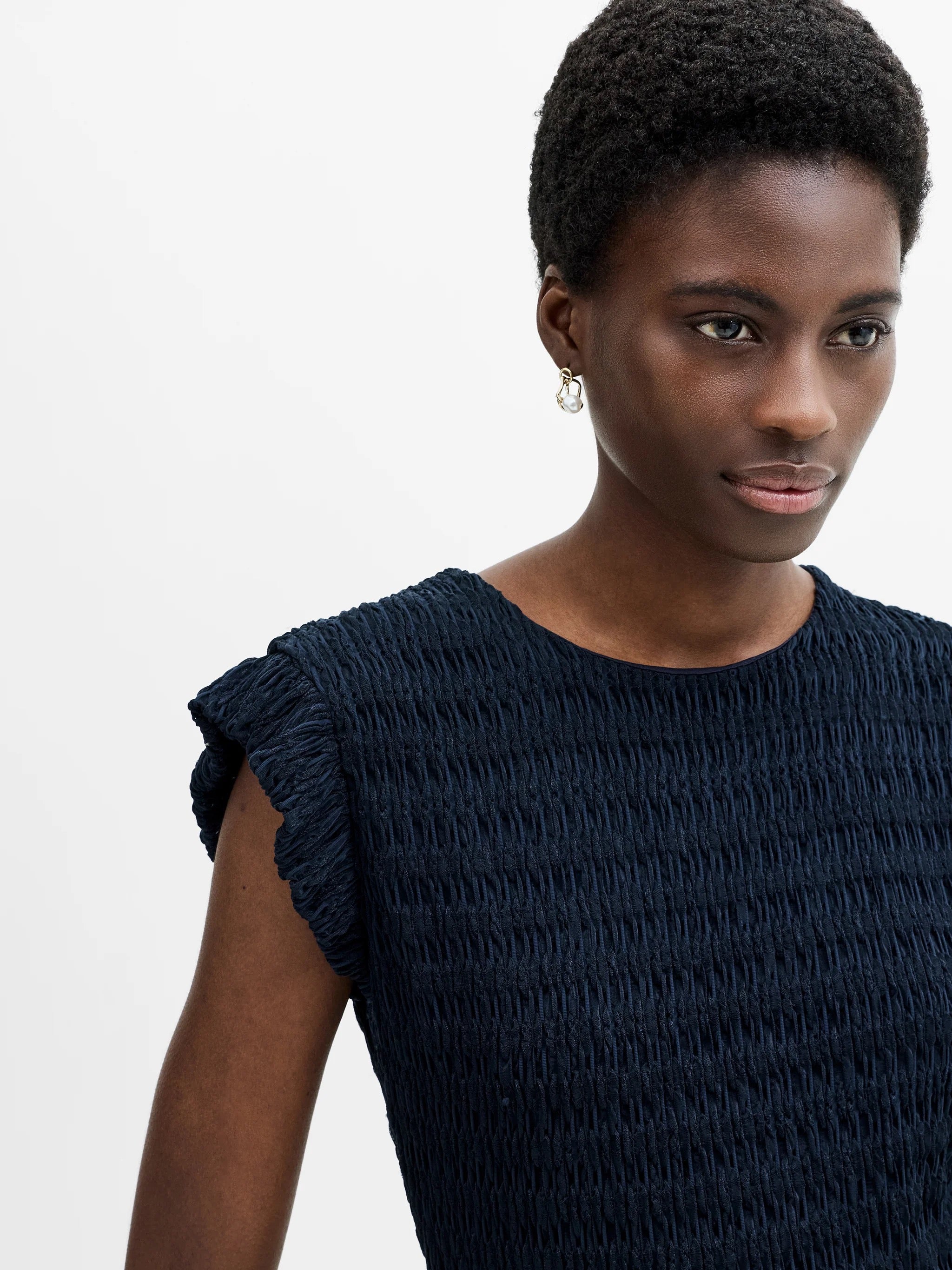 FRENCH CONNECTION  ZINNIA TEXTURED NEW NAVY