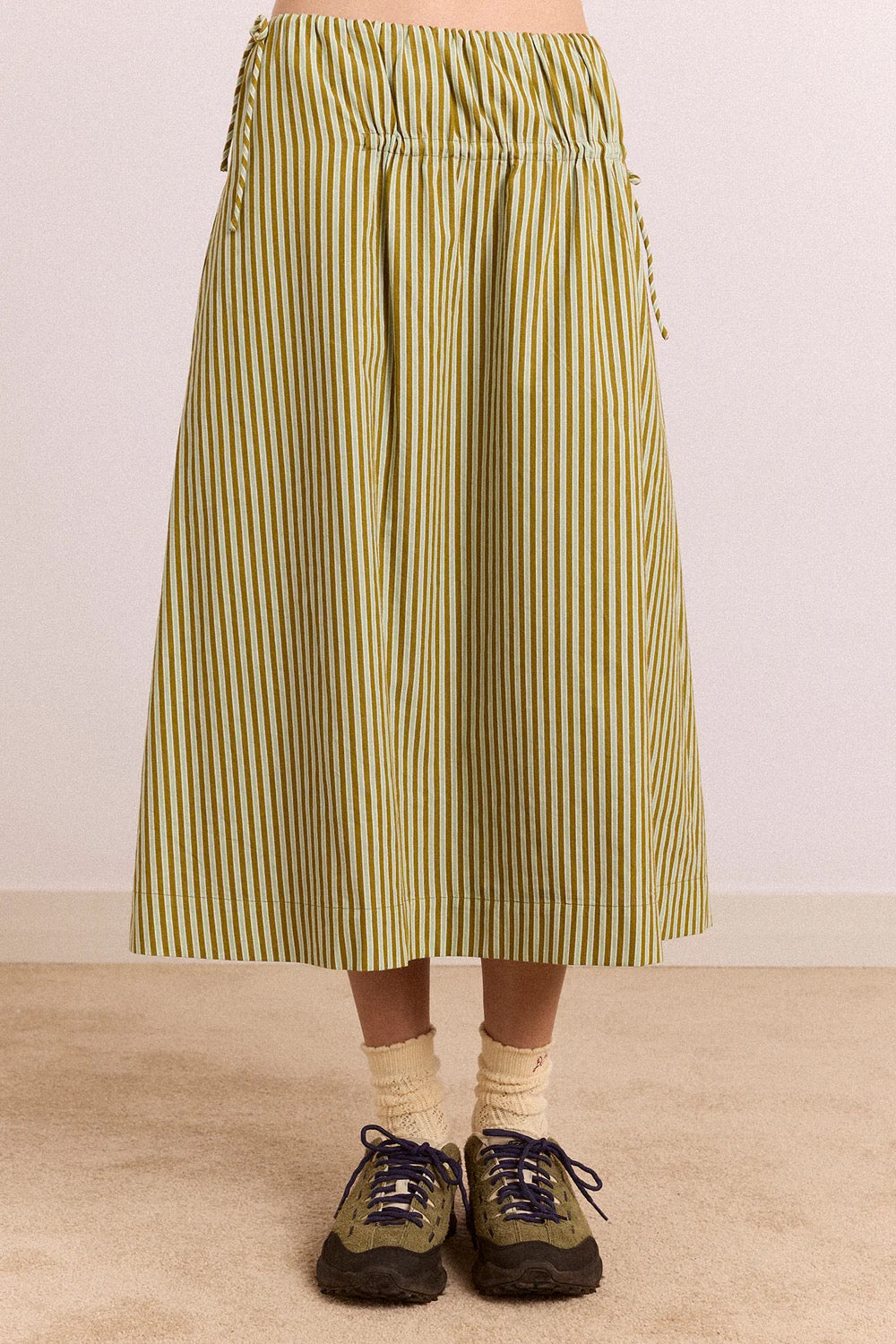 DAMSON MADDER CASPIA MIDI SKIRT BASIL