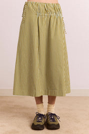 DAMSON MADDER CASPIA MIDI SKIRT BASIL