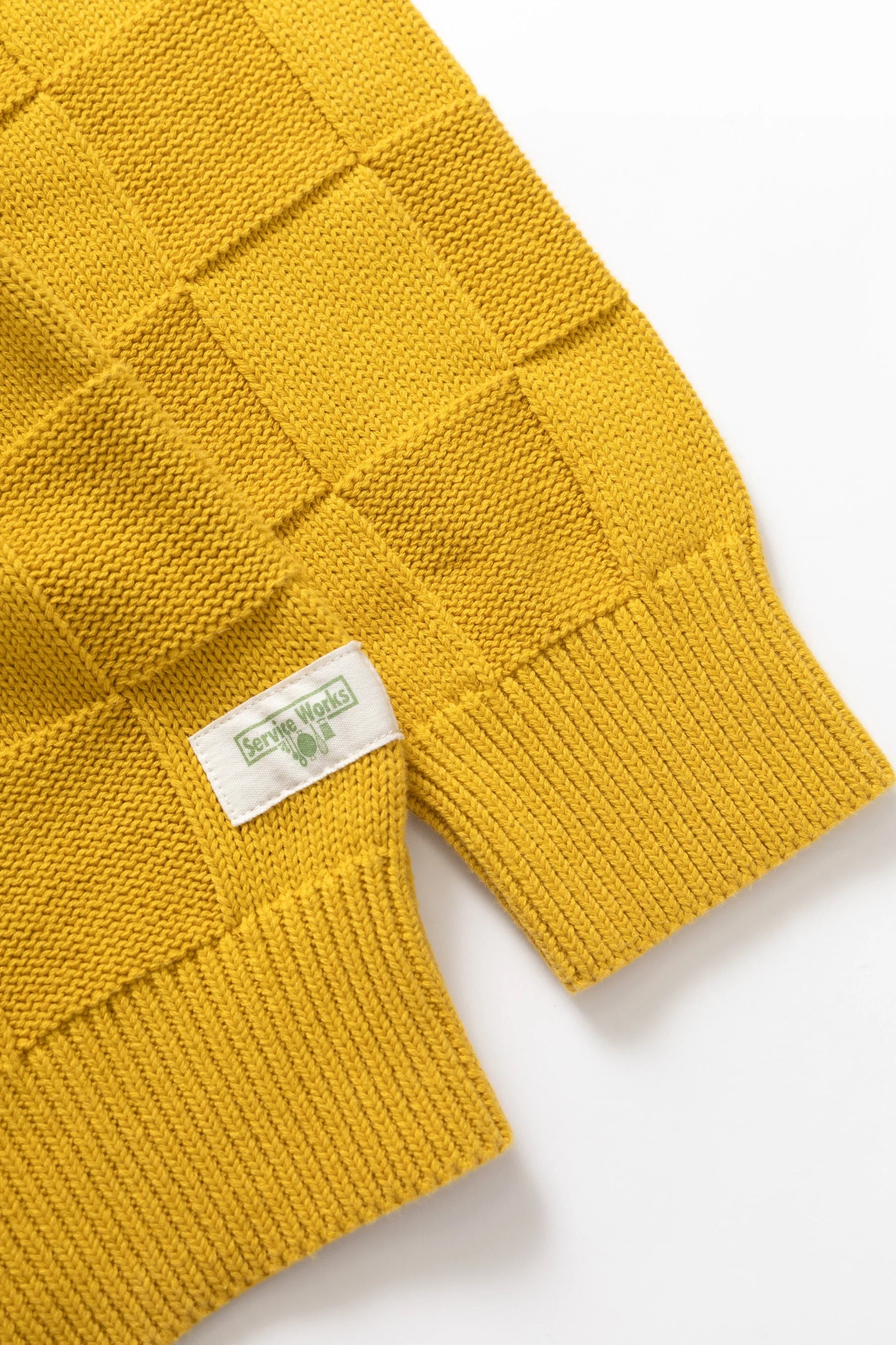 SERVICE WORKS  CHECK KNIT CREW OCHRE