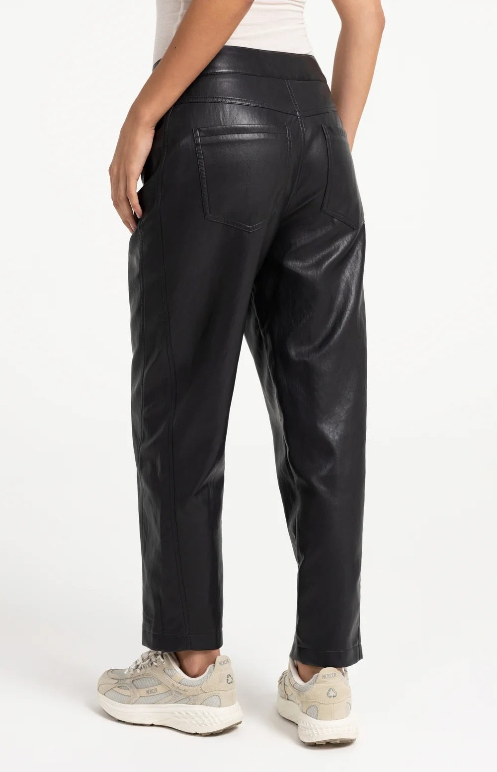 YAYA FAUX LEATHER HOLE BLACK PANT