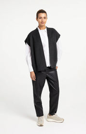 YAYA FAUX LEATHER HOLE BLACK PANT