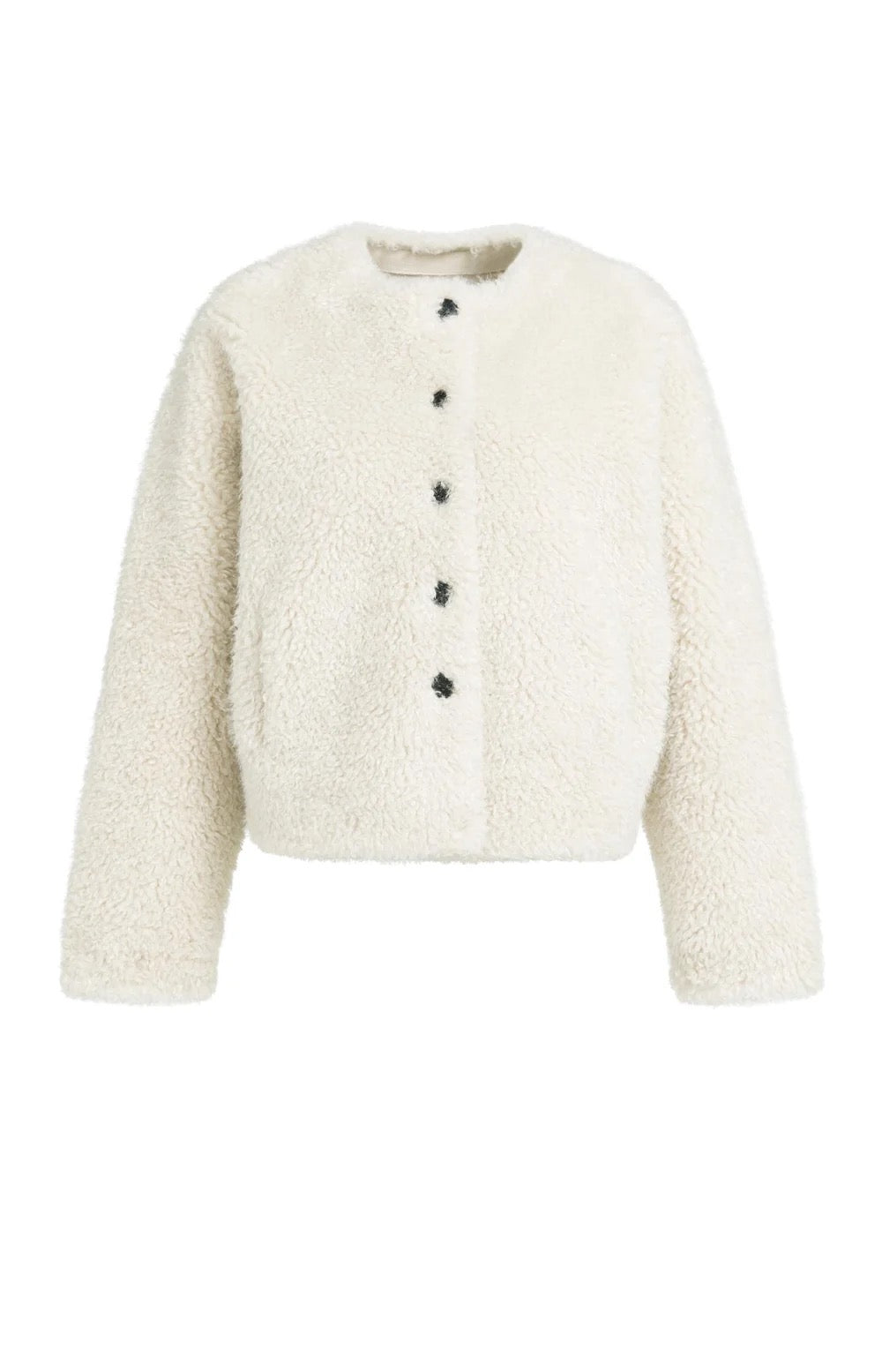 YAYA FAUX FUR SHORT BLEACHED SAND BEIGE