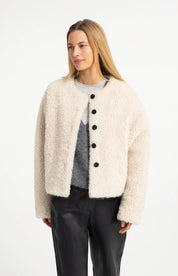 YAYA FAUX FUR SHORT BLEACHED SAND BEIGE