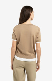 YAYA KNITTED TEE KHAKI GREEN