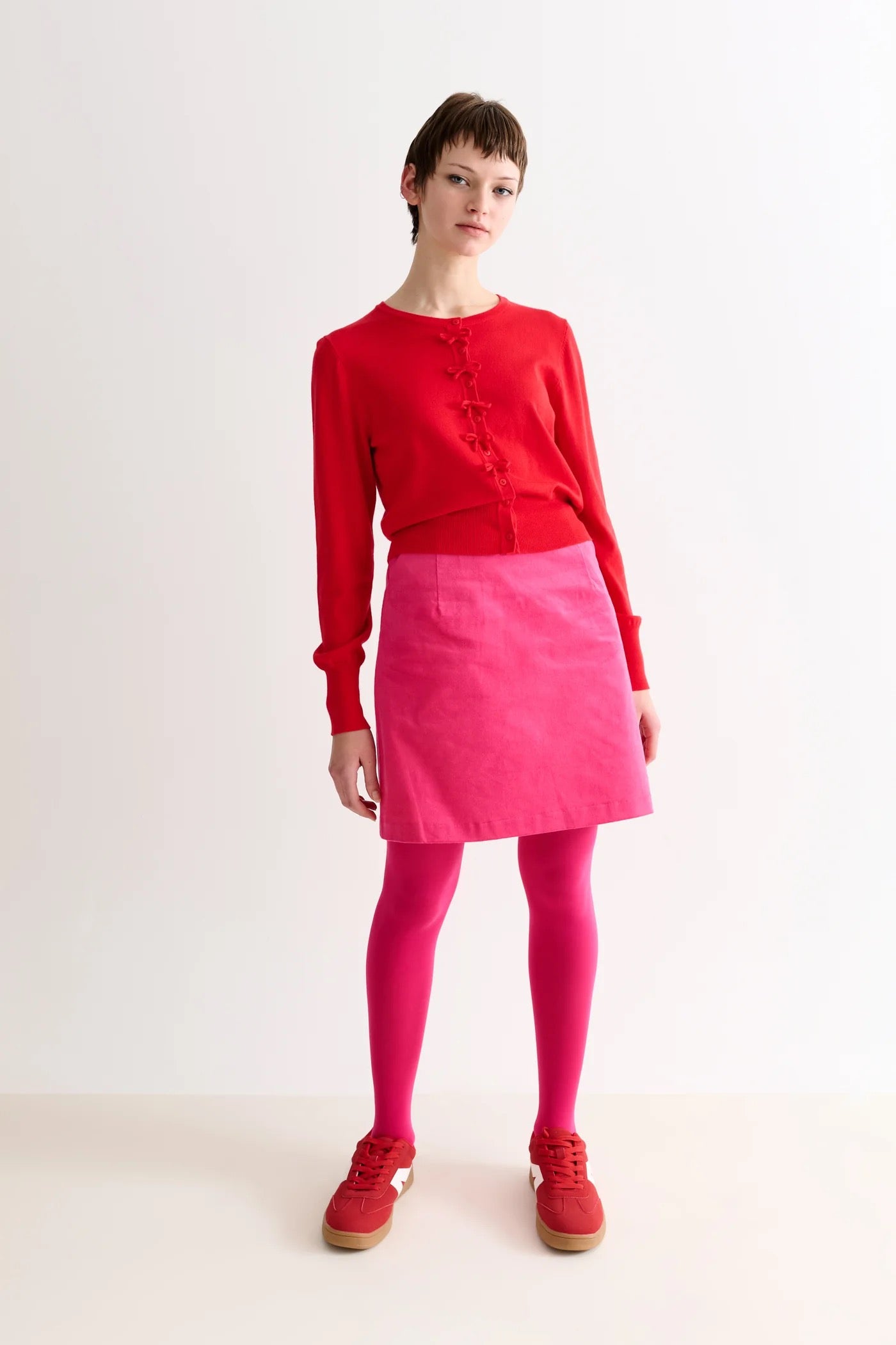 LOUCHE IVES BOW TRIM CARDIGAN Red