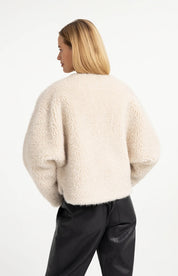YAYA FAUX FUR SHORT BLEACHED SAND BEIGE