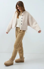 YAYA FAUX FUR SHORT BLEACHED SAND BEIGE