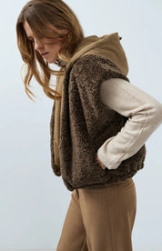 YAYA REVERS FAUX FUR BODY SLATE BLACK BROWN