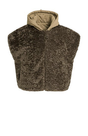 YAYA REVERS FAUX FUR BODY SLATE BLACK BROWN