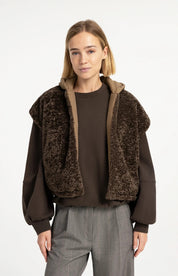 YAYA REVERS FAUX FUR BODY SLATE BLACK BROWN