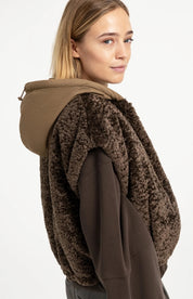 YAYA REVERS FAUX FUR BODY SLATE BLACK BROWN