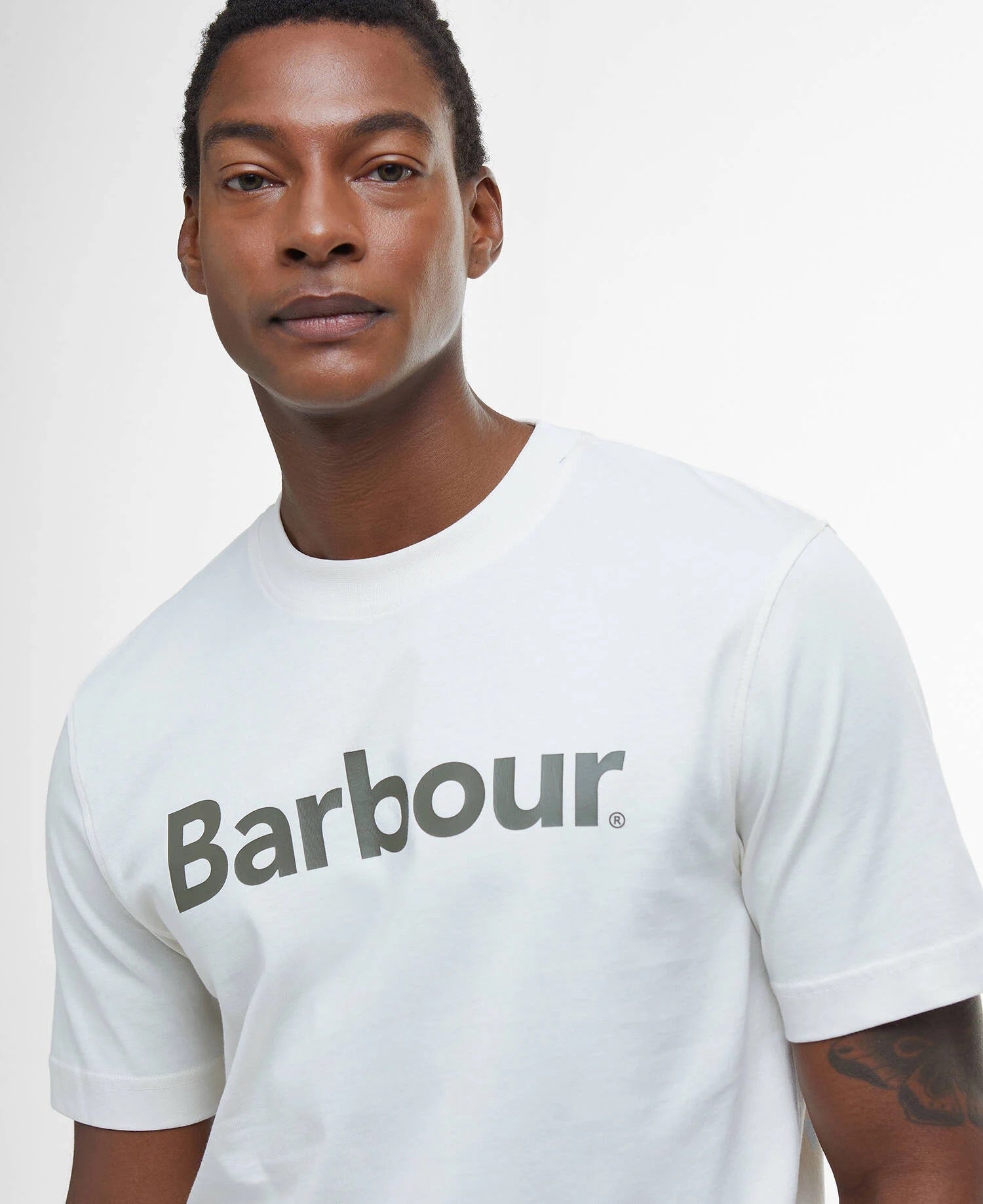BARBOUR LOGO ANTIQUE WHITE T SHIRT