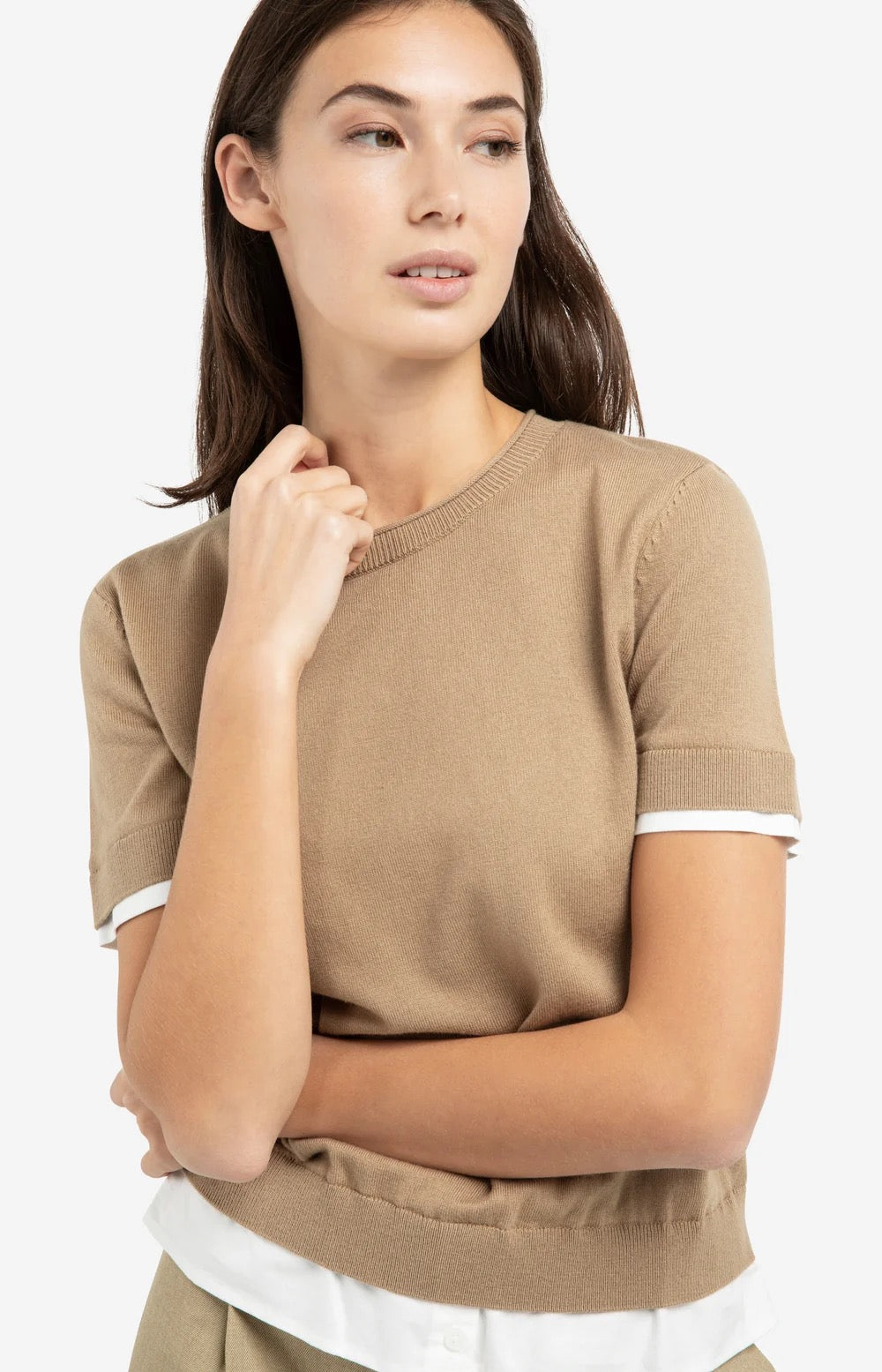 YAYA KNITTED TEE KHAKI GREEN