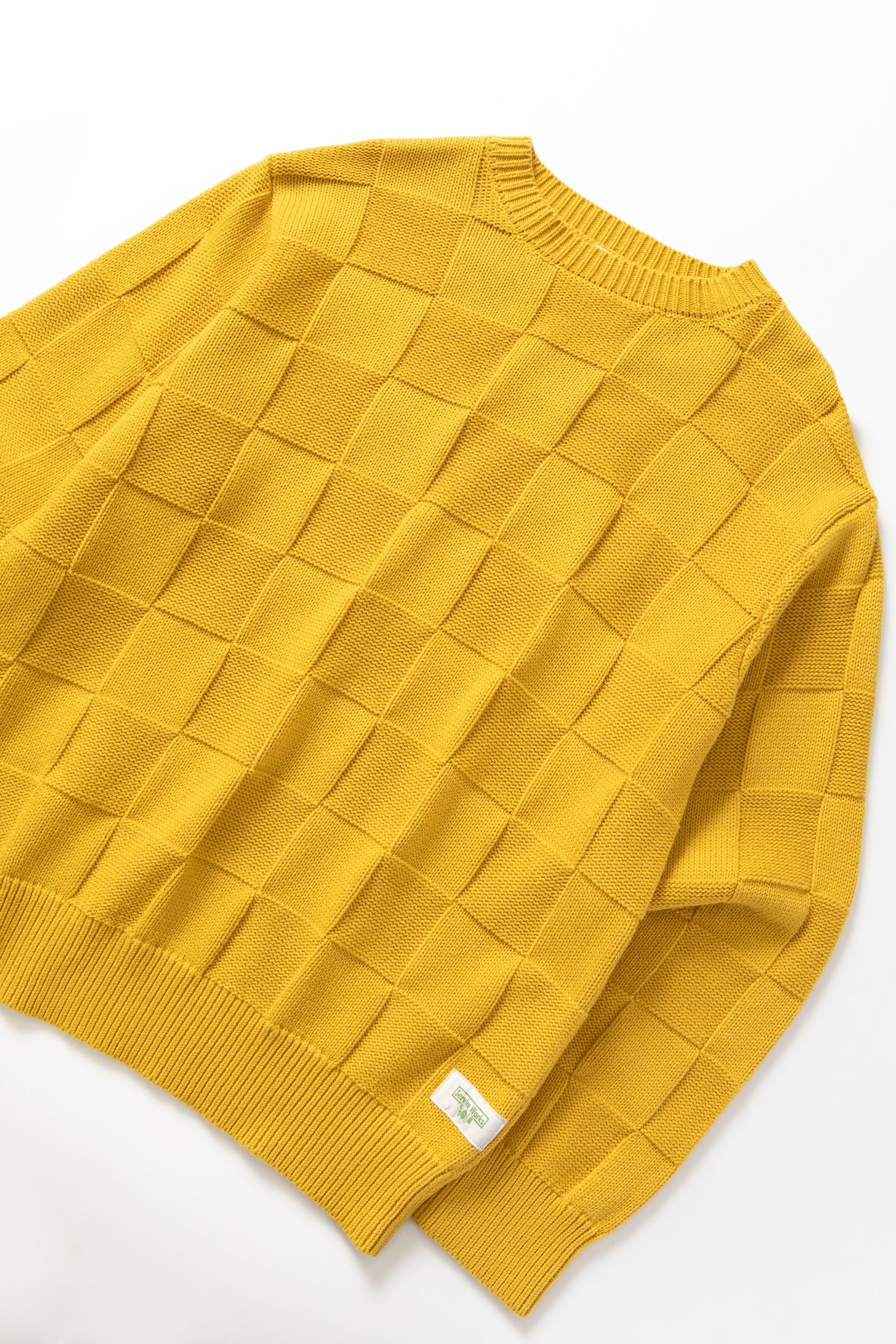 SERVICE WORKS  CHECK KNIT CREW OCHRE