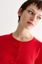 LOUCHE IVES BOW TRIM CARDIGAN Red