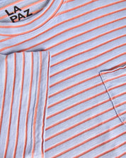 LA PAZ GUERREIRO POCKET TEE WIND BLUE/SUNRISE STRIPE