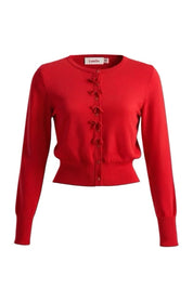 LOUCHE IVES BOW TRIM CARDIGAN Red