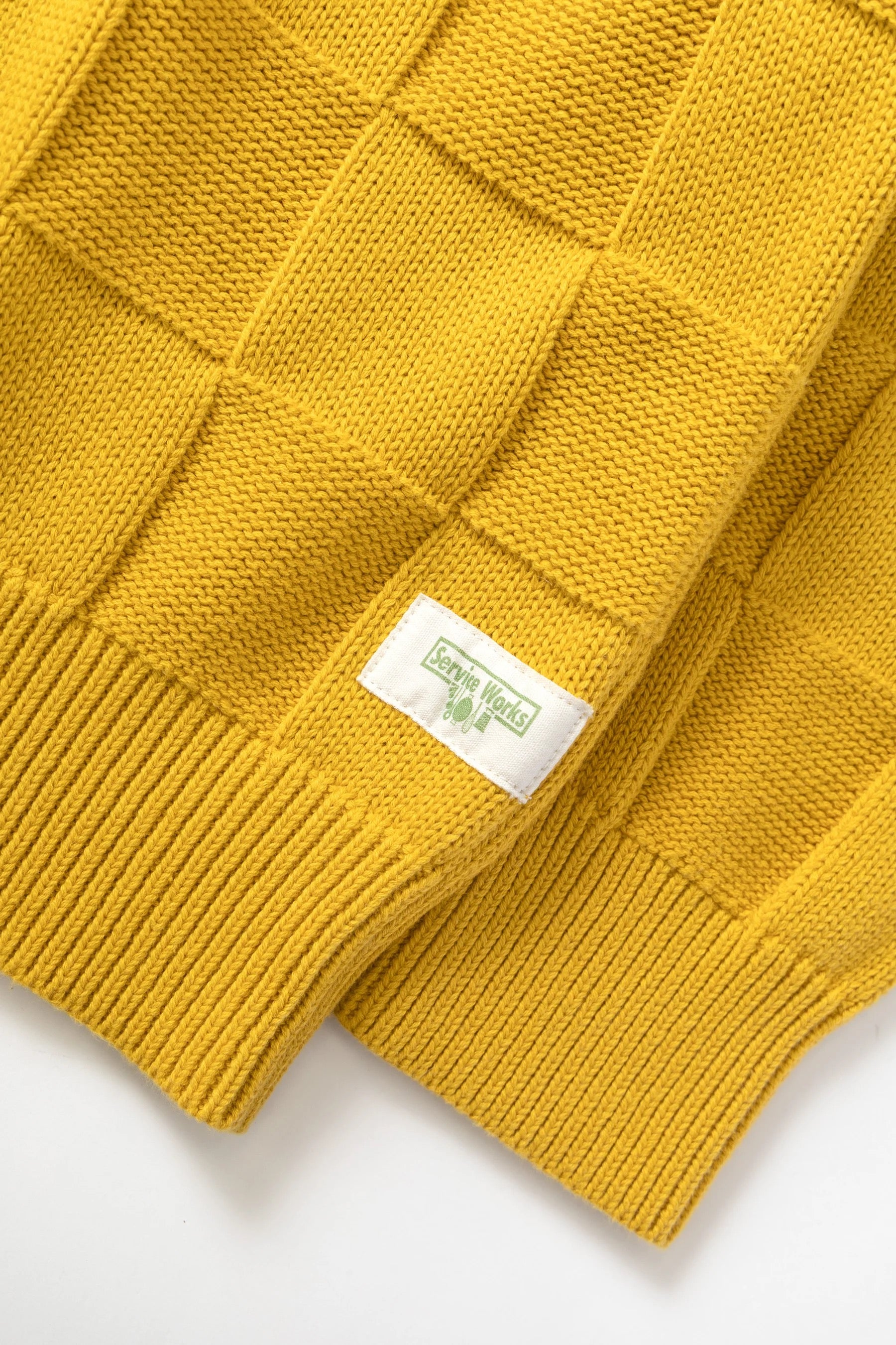 SERVICE WORKS  CHECK KNIT CREW OCHRE