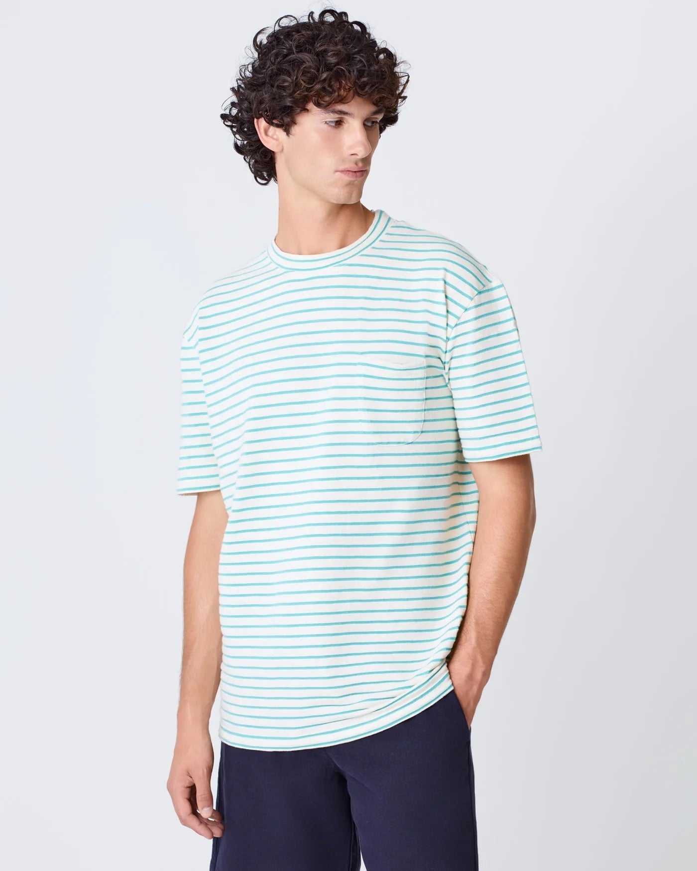 LA PAZ GUERREIRO POCKET TEE GREEN STRIPES
