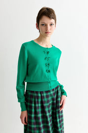 LOUCHE IVES BOW TRIM CARDIGAN Green
