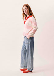 FRNCH  STRIPE POLO ROSE