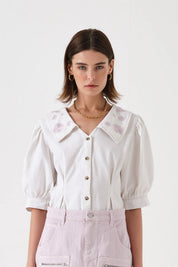 SEVENTY+MOCHI CASSIE SAILOR COLLAR WHITE EMBROID