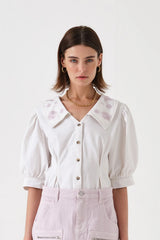 SEVENTY+MOCHI CASSIE SAILOR COLLAR WHITE EMBROID