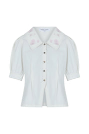 SEVENTY+MOCHI CASSIE SAILOR COLLAR WHITE EMBROID