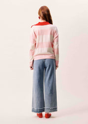 FRNCH  STRIPE POLO ROSE