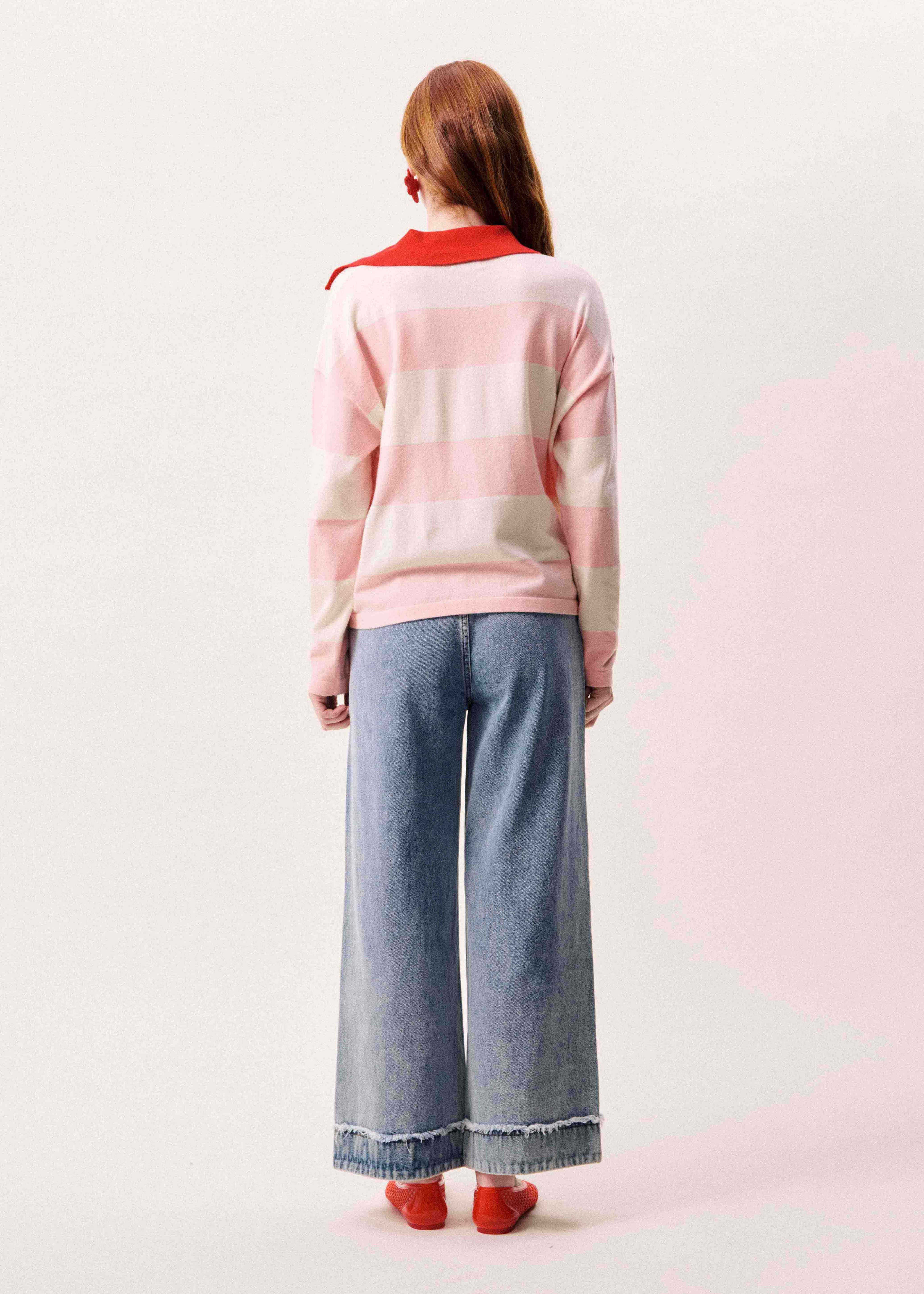 FRNCH  STRIPE POLO ROSE