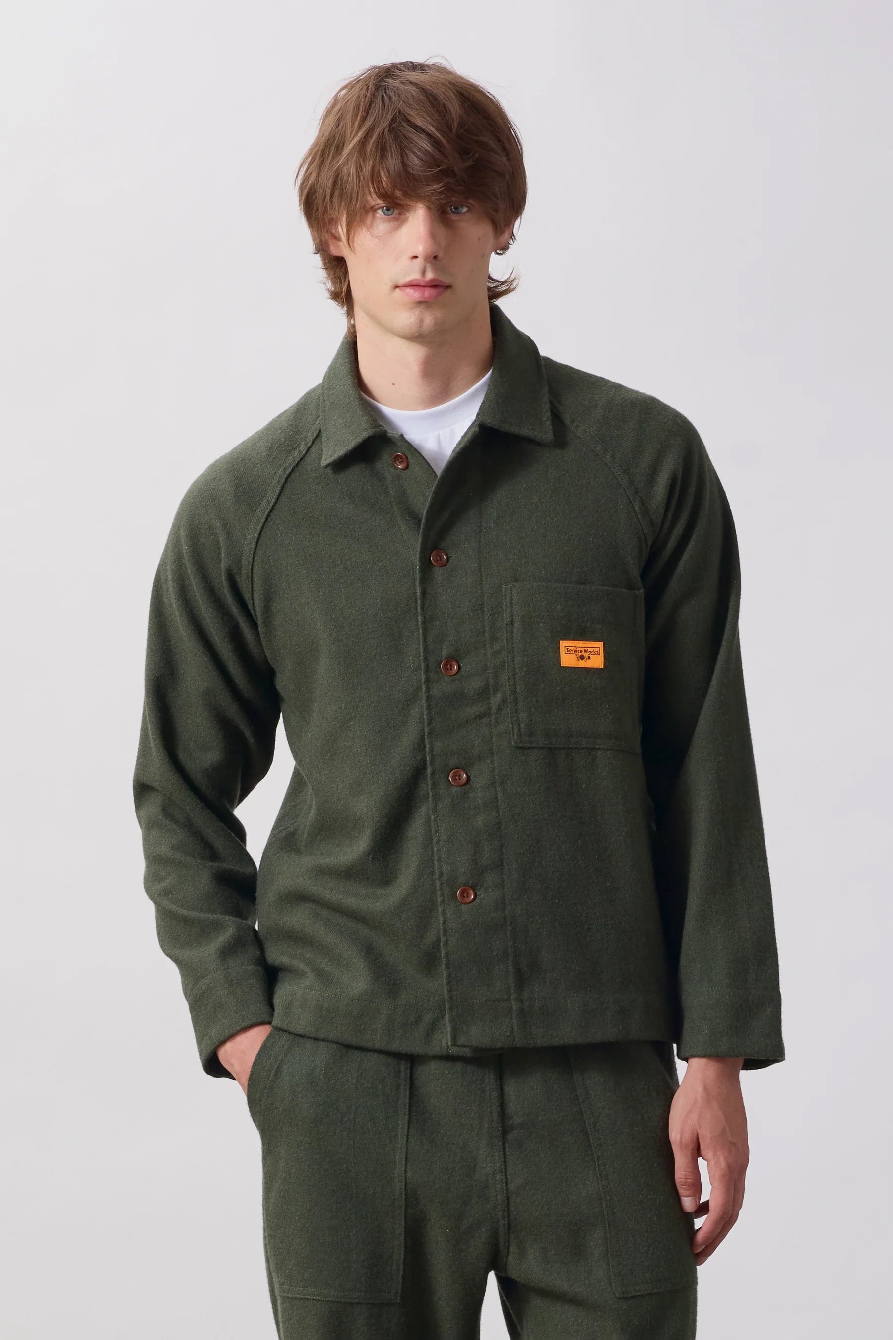 SERVICE WORKS  FLANNEL O SHIRT FOREST