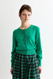 LOUCHE IVES BOW TRIM CARDIGAN Green