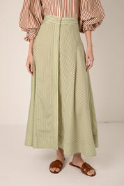 VIVERE  FLEUR STRIPE GREENSTRIPE SKIRT