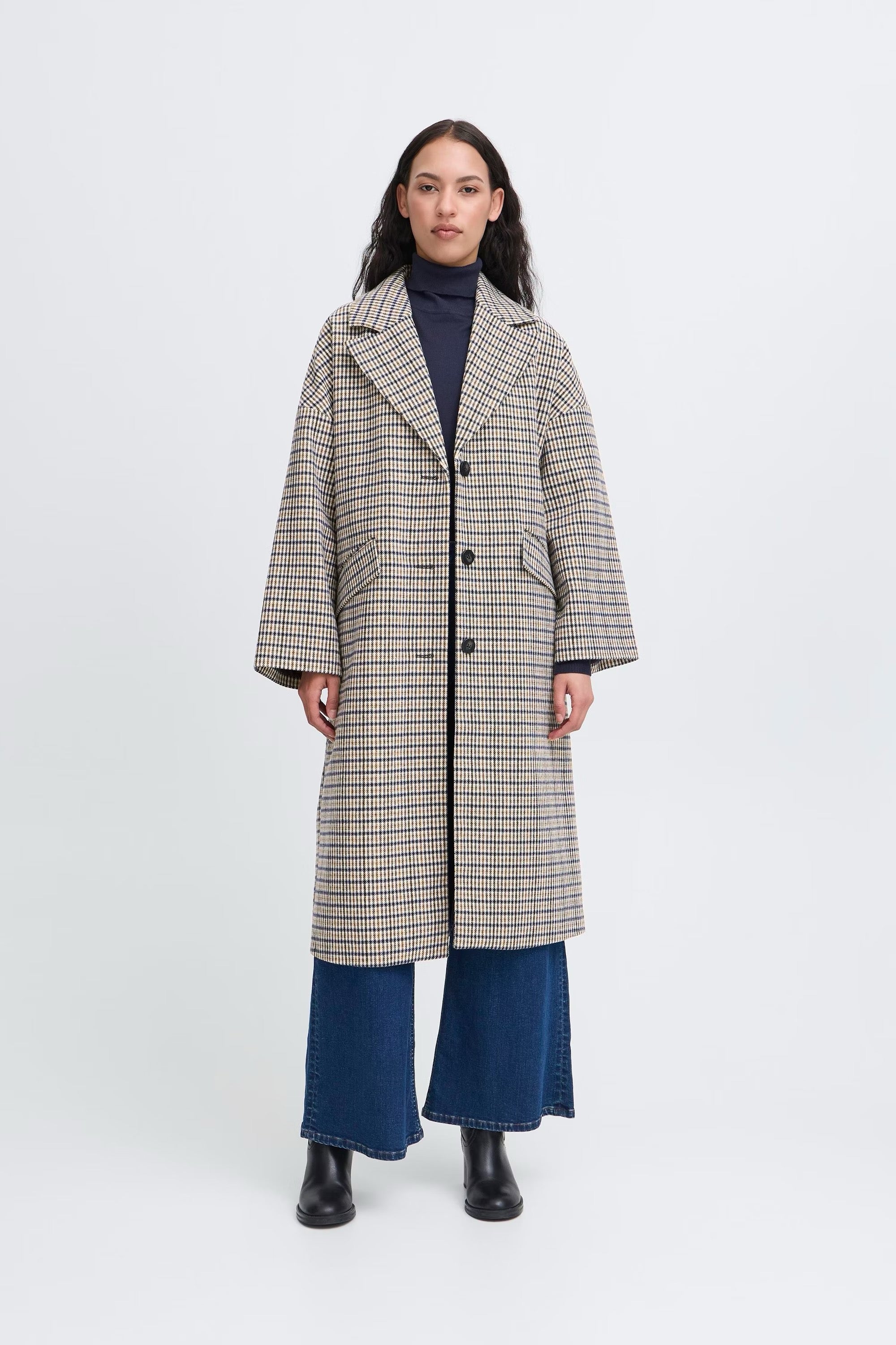 ICHI  JAS DARK NAVY MULTI CHECK