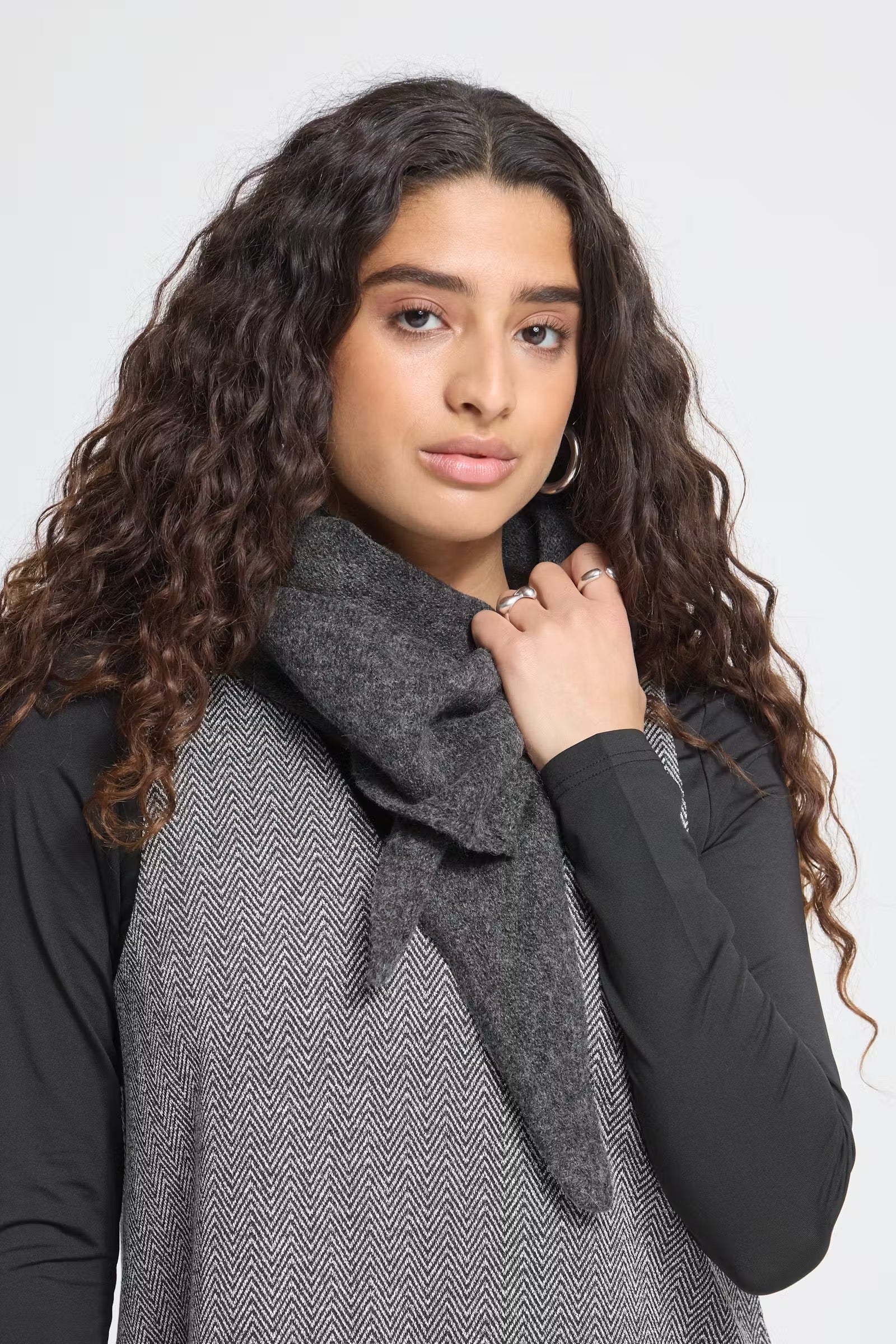 ICHI  SC DARK GREY MELANGE SCARF