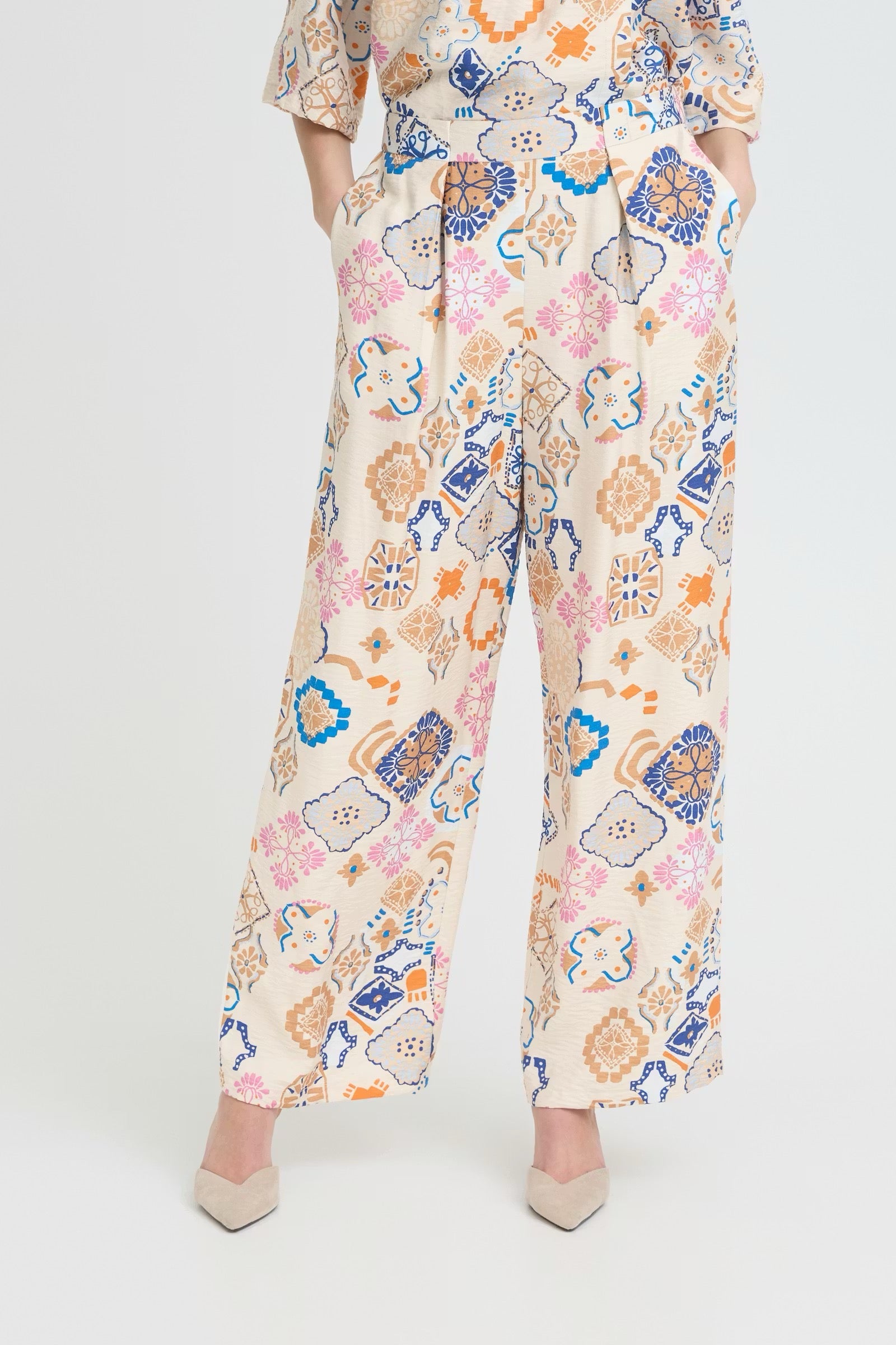 ICHI  IHLANCIE PA GRAPHIC TILE PANT