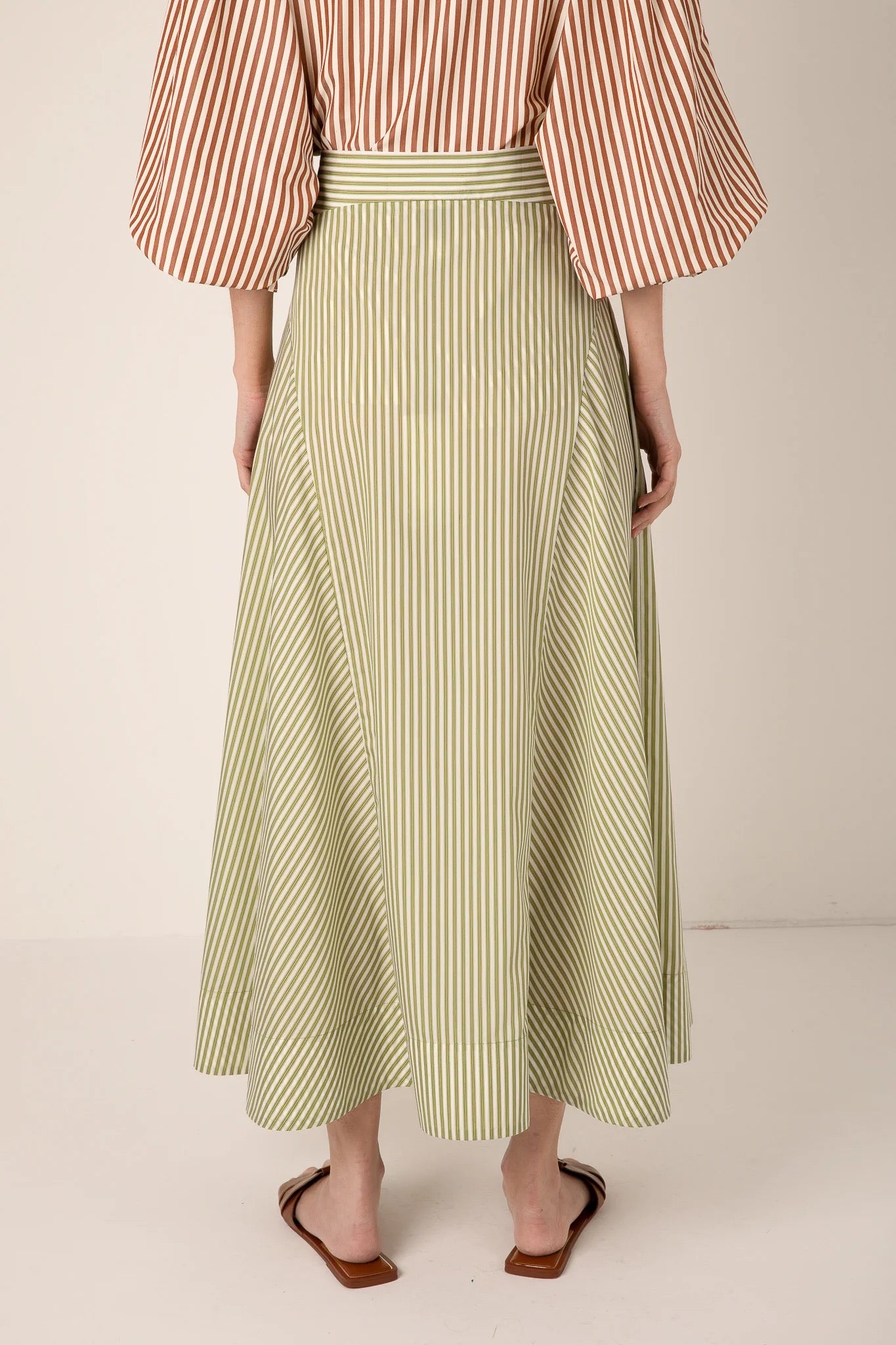 VIVERE  FLEUR STRIPE GREENSTRIPE SKIRT