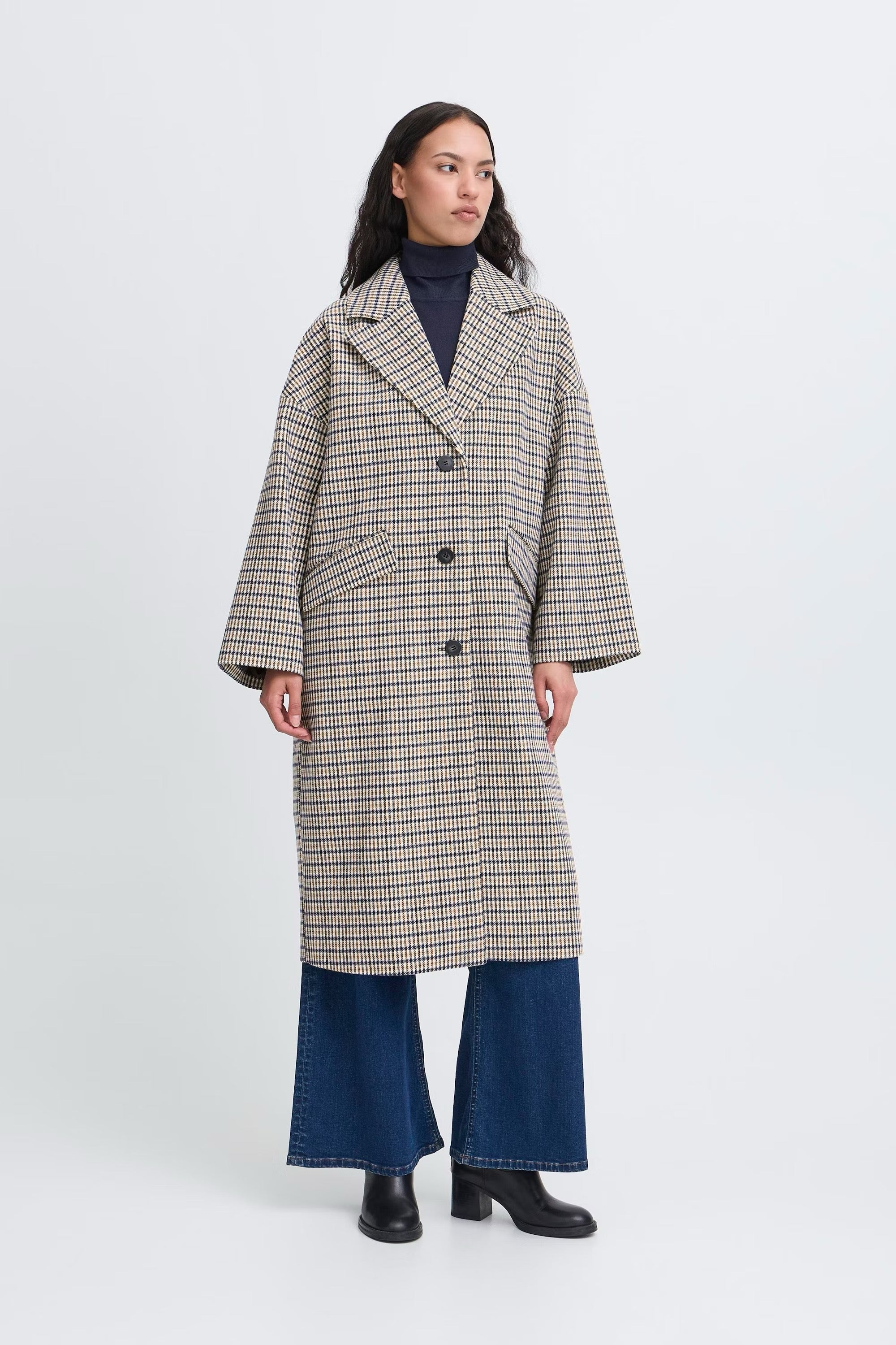ICHI  JAS DARK NAVY MULTI CHECK